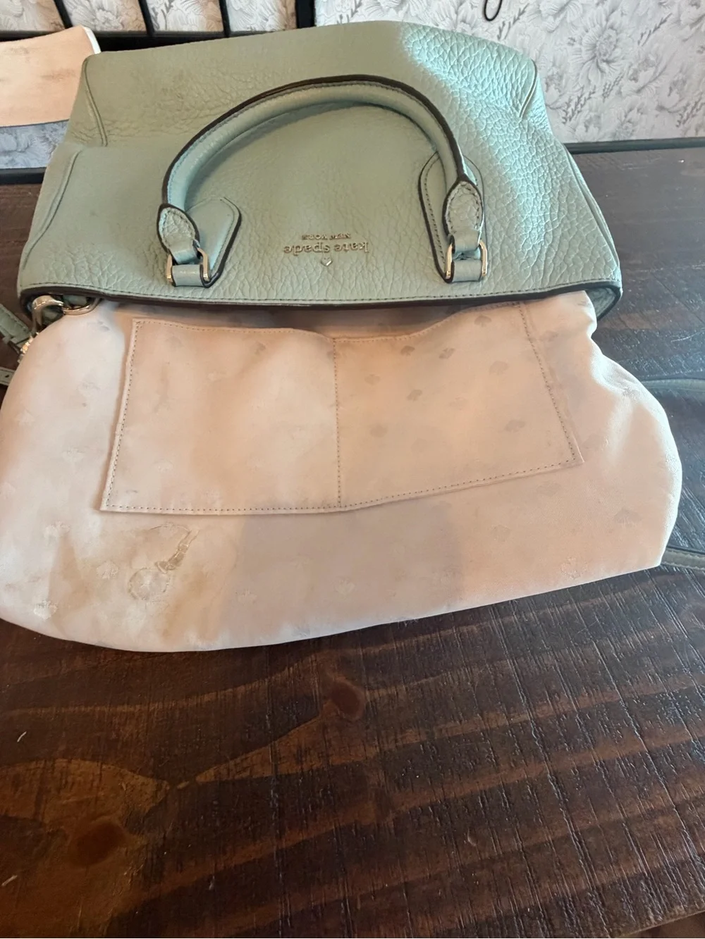 Kate Spade Light Blue Pebbled Leather Satchel with Shoulder Strap